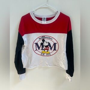 Disney Authentic Vintage Mickey Mouse Long Sleeve Crop Top Women’s Size Small